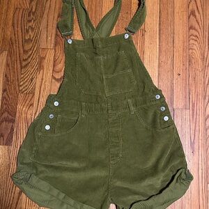 We The Free Olive Corduroy Overalls